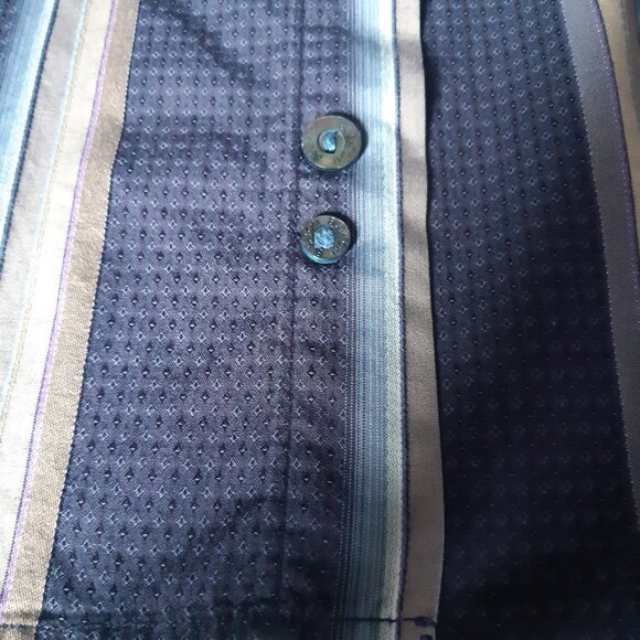 Bugatchi Uomo SZ M 100% Cotton Men's Button Down Blue Striped Shirt - Picture 9 of 13